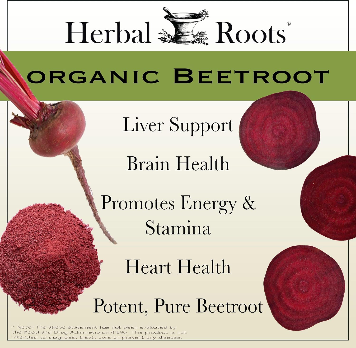 Herbal Roots Cápsulas de Remolacha Orgánica en Polvo (1.500 mg, 60 Cápsulas Veganas)