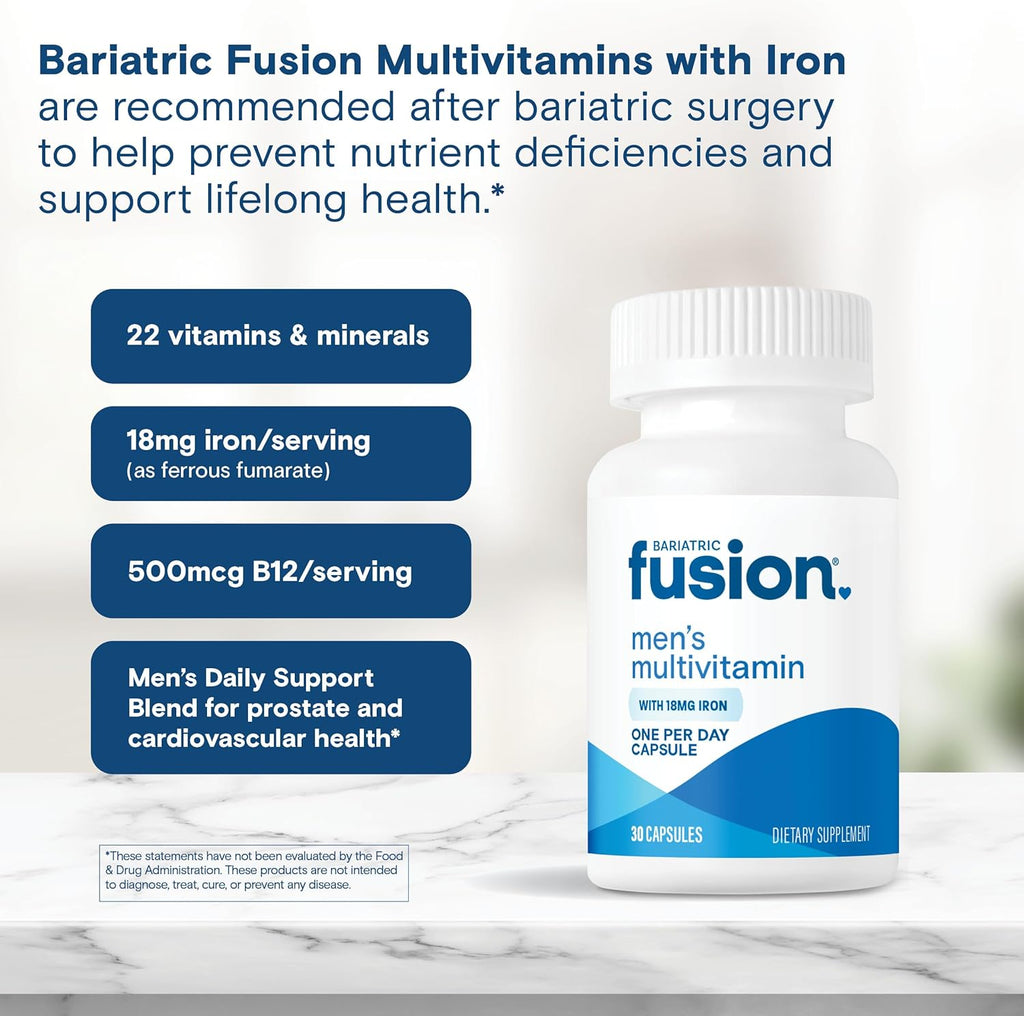 Bariatric Fusion Multivitamínico para Hombres con Hierro – Fórmula diaria para cirugía bariátrica – 30 Cápsulas