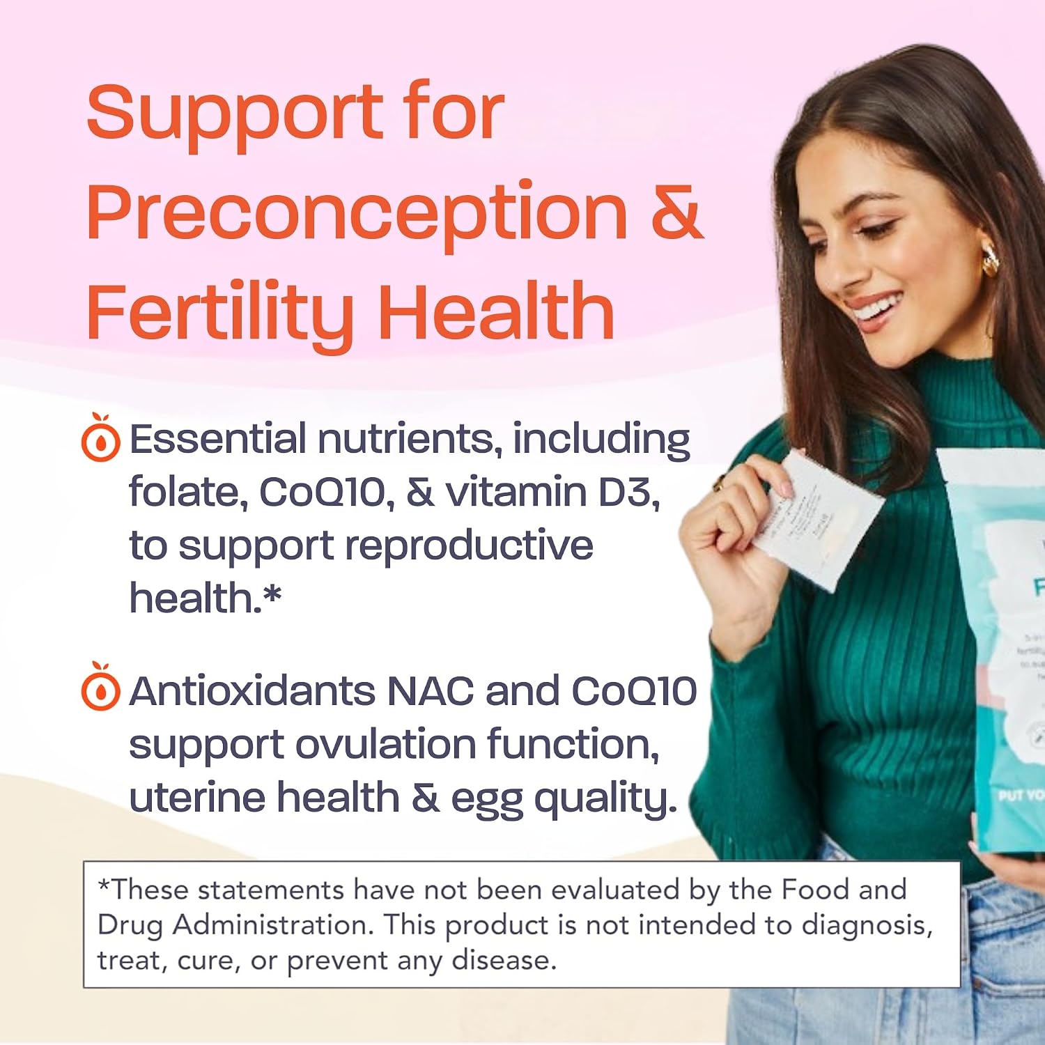 Kit de Fertilidad Femenina Binto – Apoya la Salud Ovocitaria y el Bienestar Reproductivo – Incluye CoQ10, NAC y Aceite de Pescado