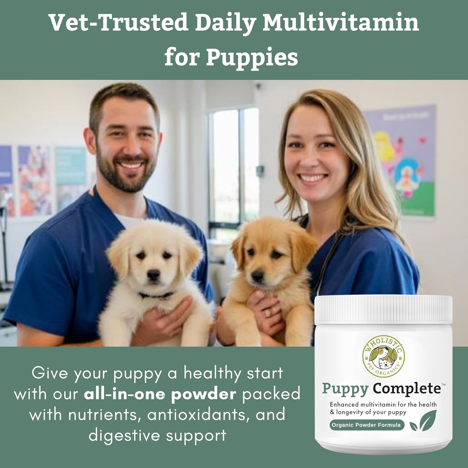 Puppy Vitamins - Dog Multivitamin Powder - Daily Dog Vitamins and Supplements for Homemade Food - Immune System, Skin, Coat & Overall Health - All Breeds of Puppies - 45 Scoops