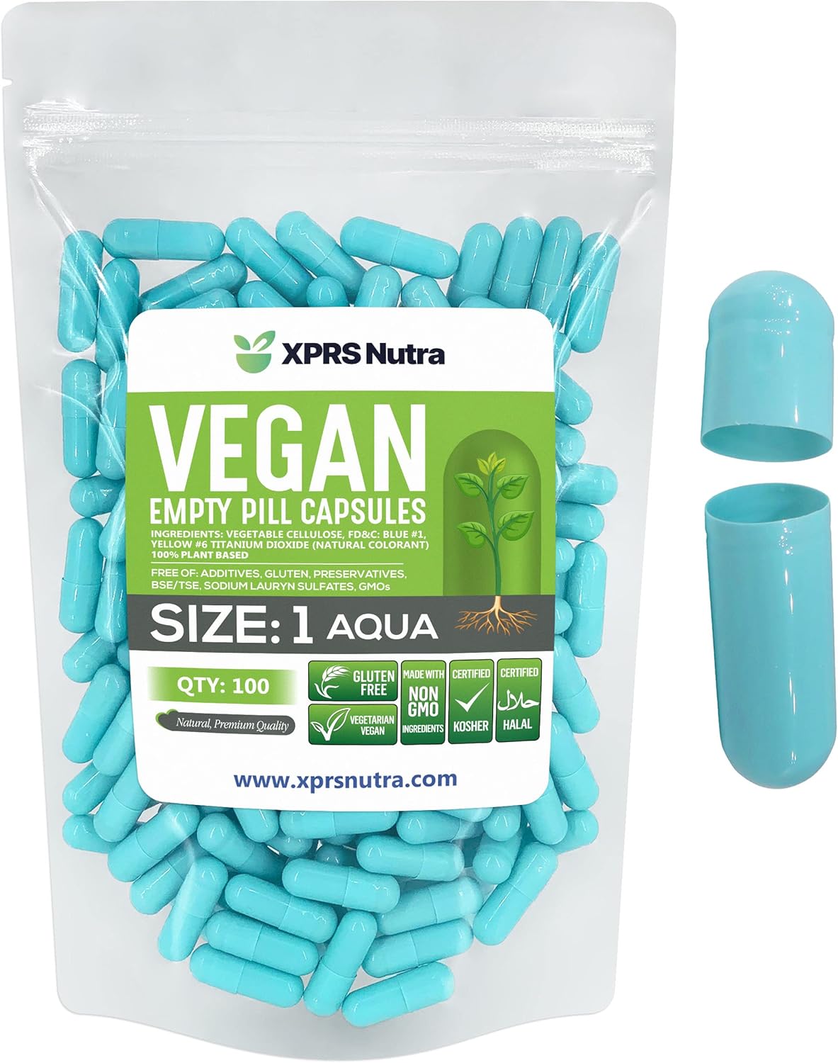 XPRS Nutra Cápsulas Vacías Tamaño 1 - 1000 Unidades Veganas