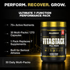 ALLMAX VITASTACK Multivitamin Packs – 30 Sobres Diarios con Omega-3, BCAA y Enzimas