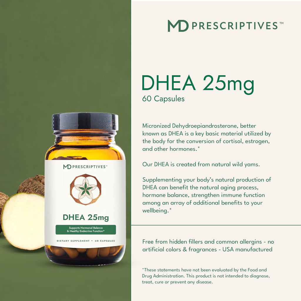 MD Prescriptives DHEA 25mg - Complemento alimenticio a base de ñame silvestre - 60 cápsulas vegetarianas