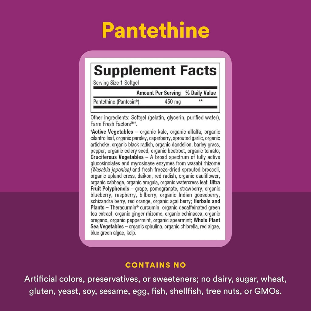 Natural Factors BioCoenzymated Pantethine - 60 Cápsulas Blandas