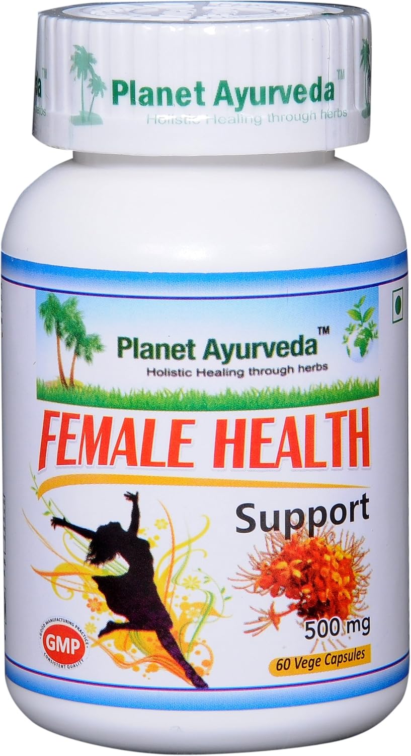 Planet Ayurveda Female Health Support - Suplemento Herbal para Mujeres con Ashok, Lodhra y Shatavari (Pack de 2, 60 Cápsulas Veganas cada una, 500 mg)