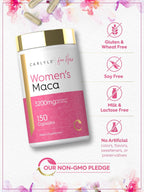 Carlyle Cápsulas de Raíz de Maca para Mujeres - 150 Cápsulas, Suplemento No OGM y Sin Gluten