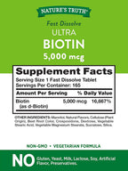 Nature's Truth Ultra Biotin 5000mcg - 165 Comprimidos de Disolución Rápida Sabor Berry