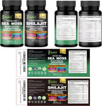 AyBet Sea Moss y Shilajit del Himalaya – Fórmula Herbal 22 en 1 con Ashwagandha, Cúrcuma, Jengibre – Minerales y Antioxidantes – Cápsulas Orgánicas, Halal, Veganas – 120 Unidades