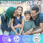 Iman Vitamins Vitamina D3 con K2 Halal – Comprimidos Masticables 2000 UI + 75 mcg MK-7 – 90 Unidades