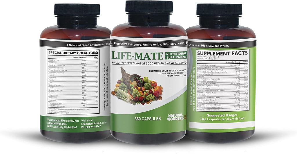 Life Mate – Multivitamínico Completo con 39 Vitaminas y Minerales (120 Cápsulas)