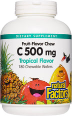 Natural Factors Vitamina C Masticable para Niños 500 mg, Sabor Tropical, 180 Comprimidos