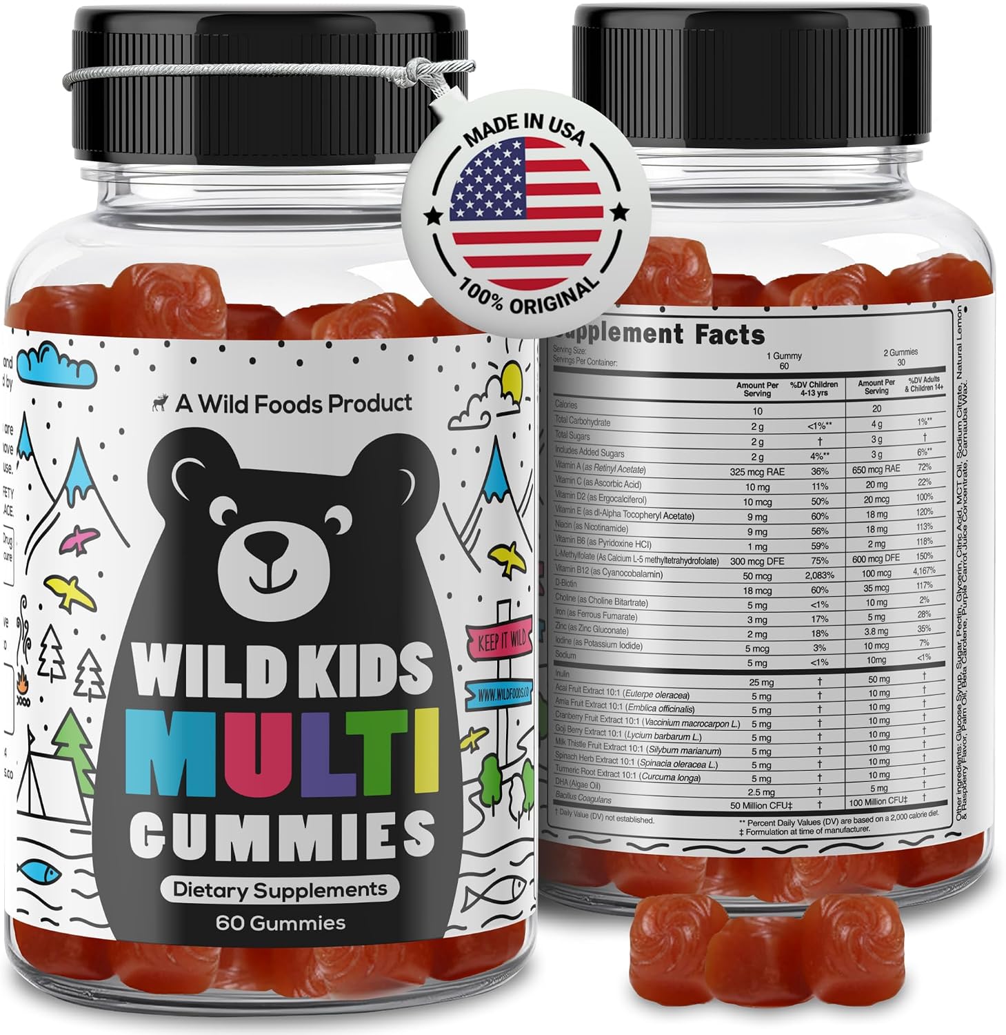Wild Foods Gomitas Multivitamínicas para Niños – 60 Gomitas