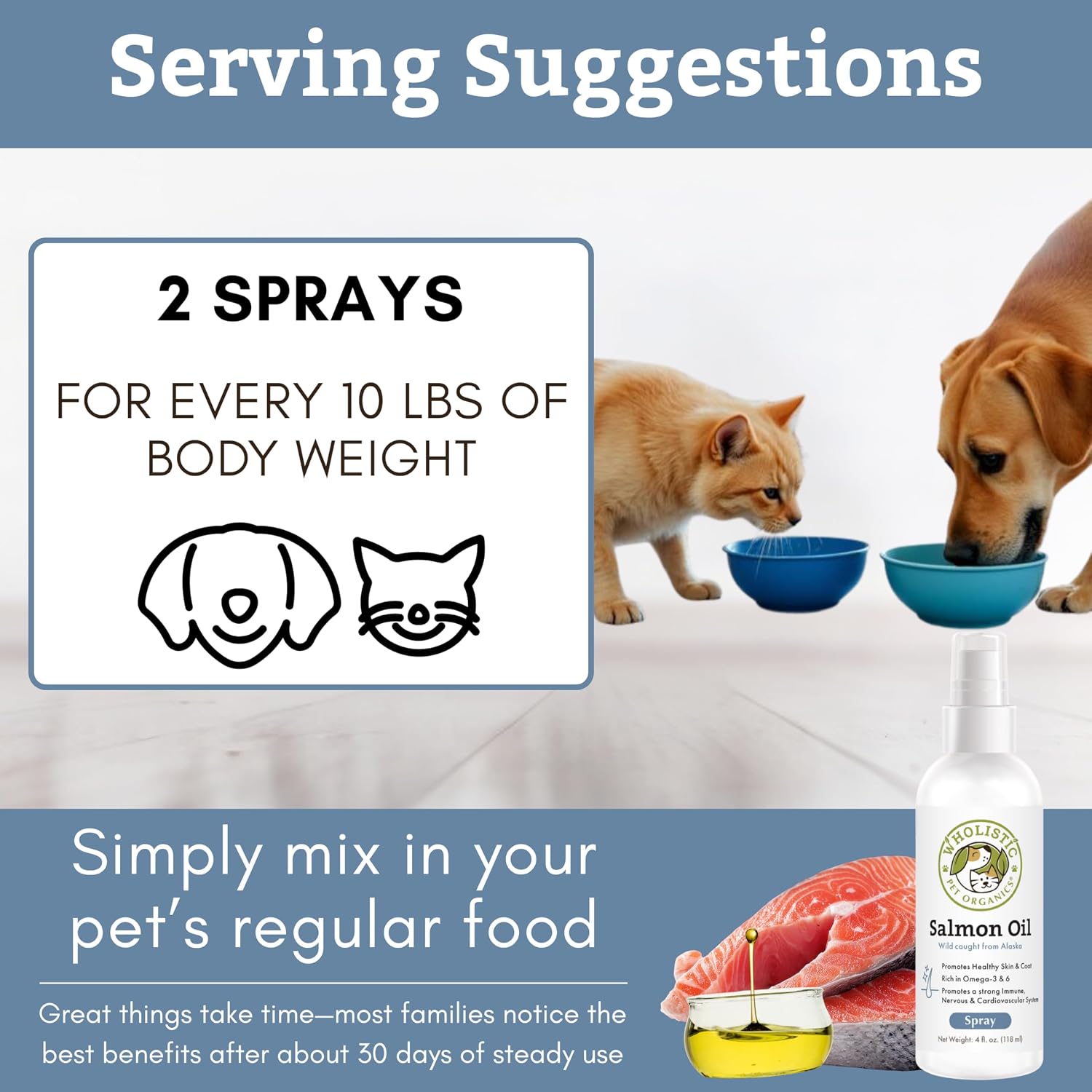 Wholistic Pet Organics Aceite de Salmón Salvaje de Alaska para Perros y Gatos - Omega 3 Liquido - 4 oz