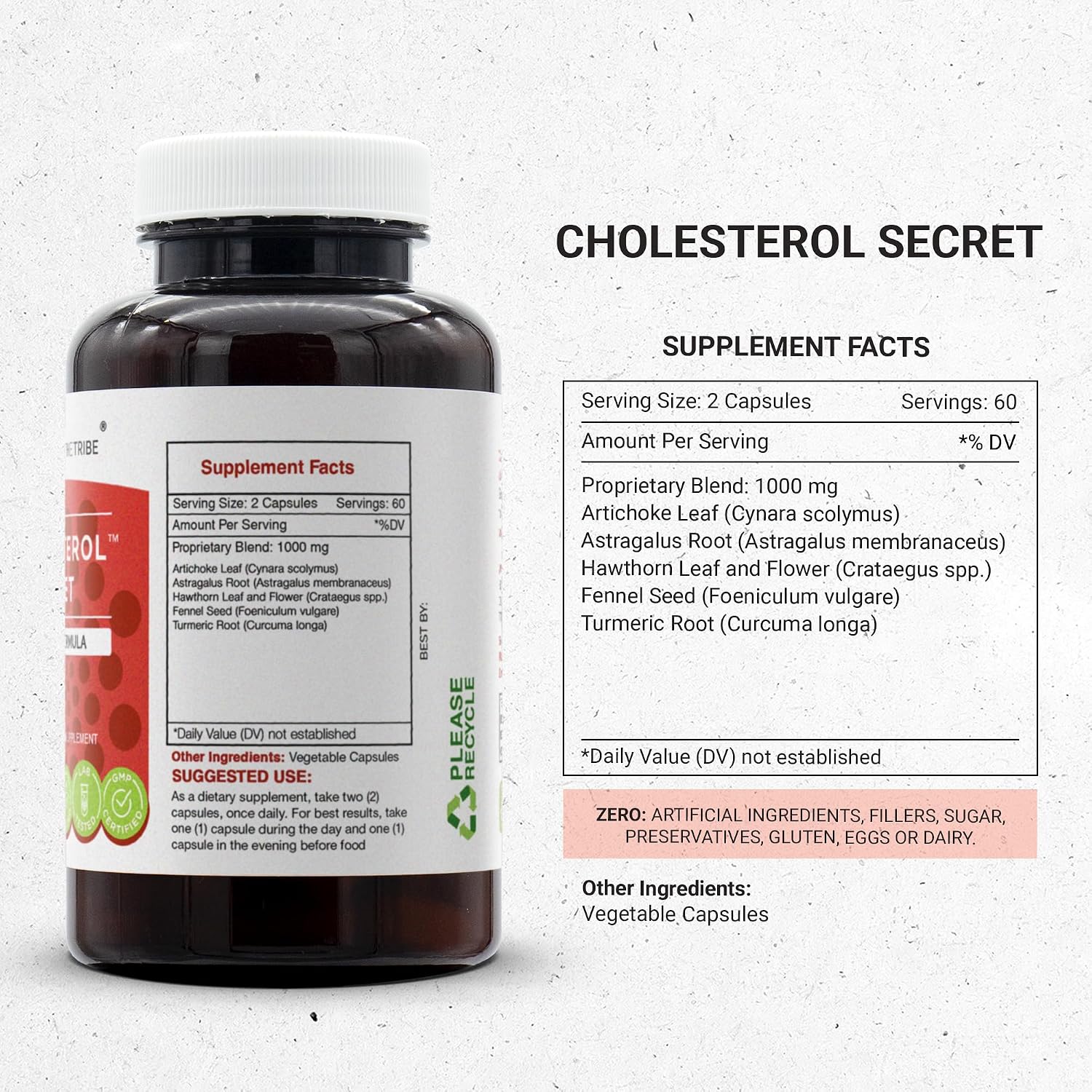 Cholesterol Secret Fórmula Herbal para Lípidos Sanguíneos (120 Cápsulas)
