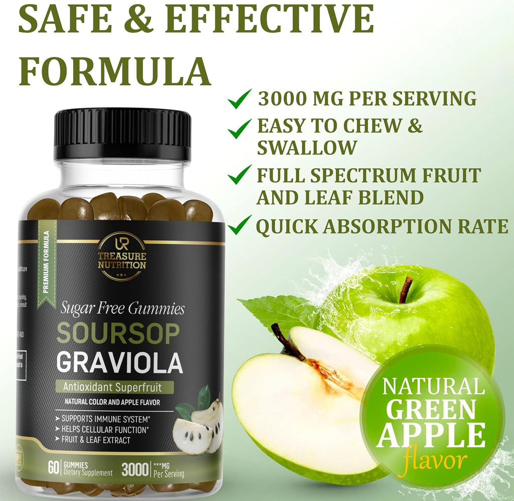 Gominolas de Graviola Soursop - 3000mg - Sin Azúcar - 60 unidades