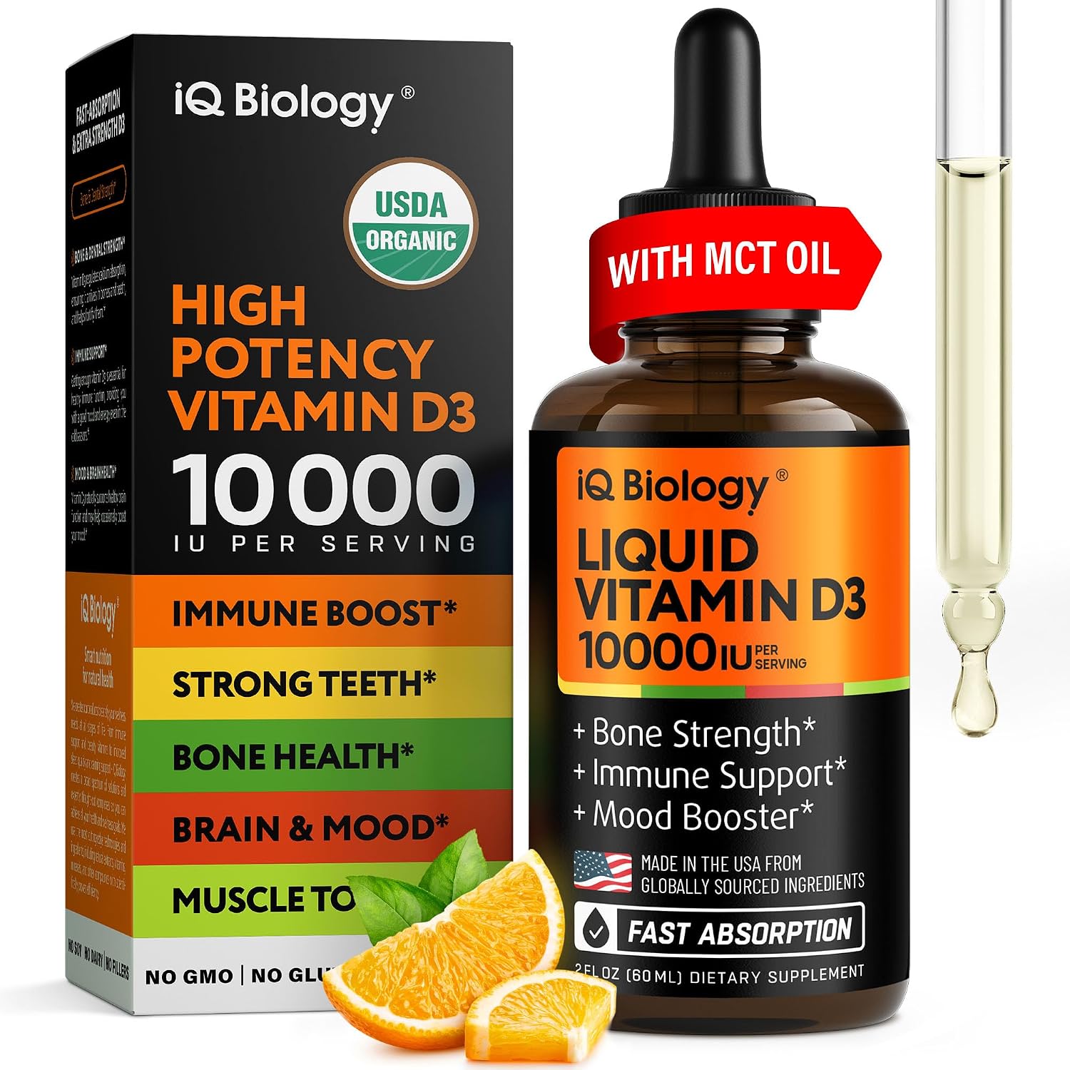 Vitamina D3 10000 UI (250 mcg) Líquida Orgánica – IQ Biology