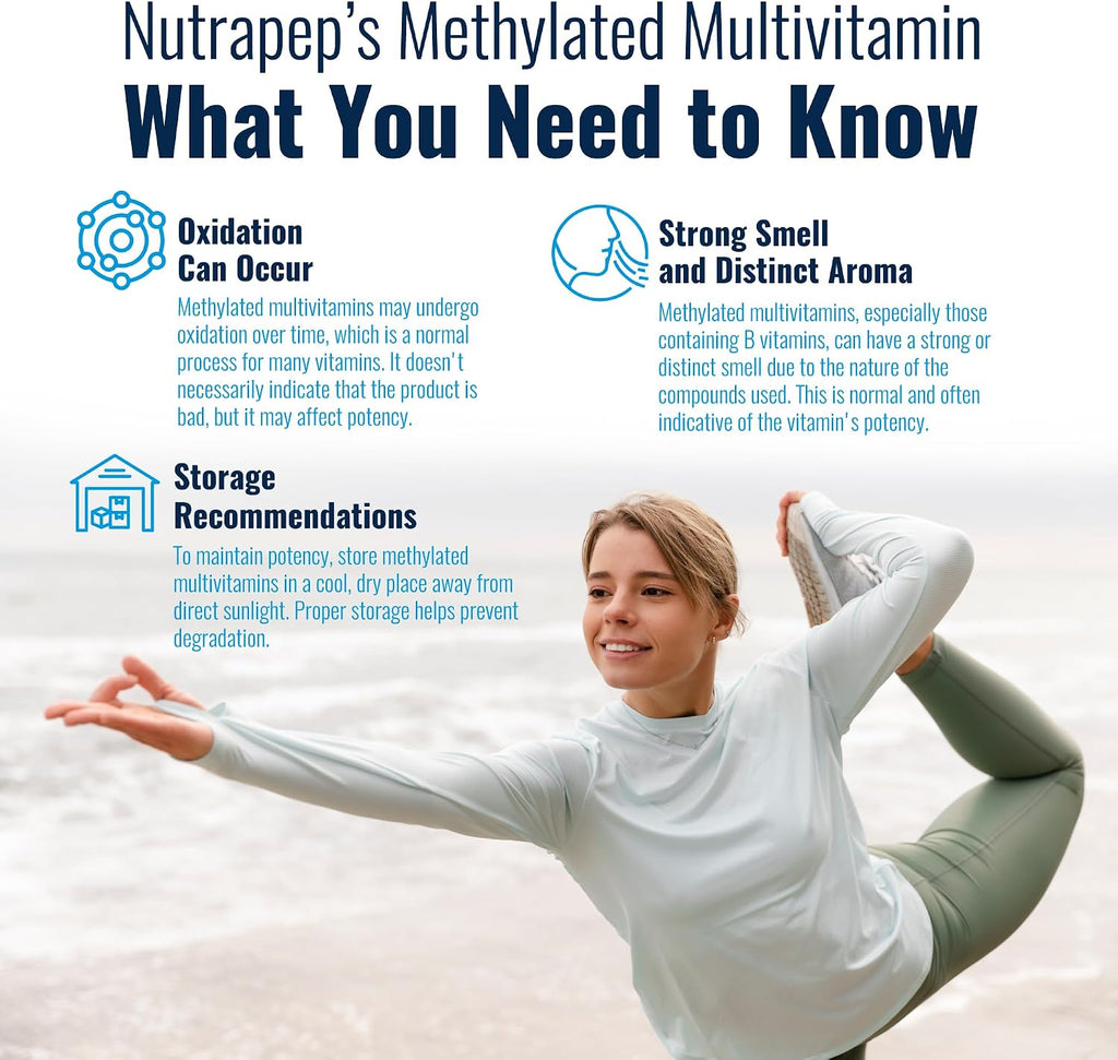 NutraPep Multivitamínico Metilado para Hombres y Mujeres - 5-MTHF, Riboflavina, B6, B12, Trimetilglicina
