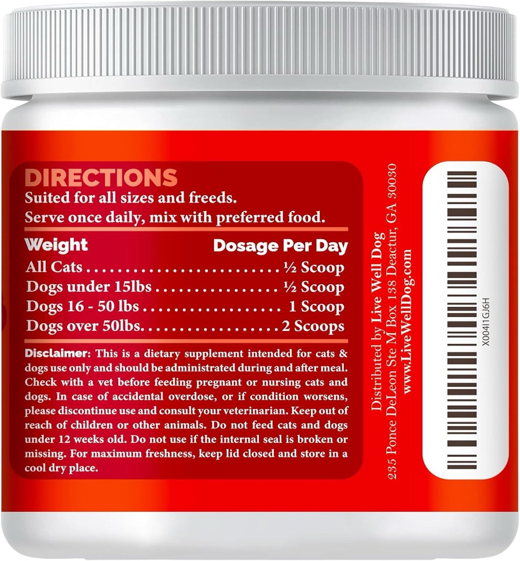 Heart Health Powder Topper para Perros y Gatos - Taurina, L-Carnitina, Espino Blanco y Antioxidantes - 180g