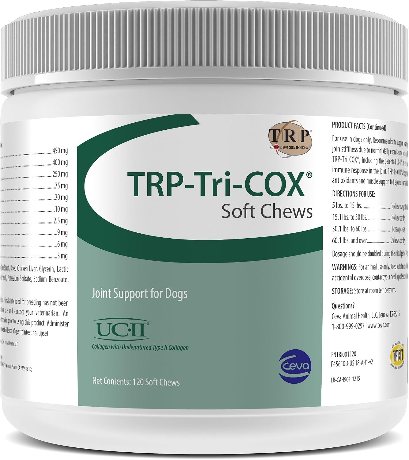 TRP-Tri-COX Soft Chews para Perros – Suplemento para Articulaciones y Movilidad, 120 unidades