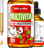 Multivitamínico Líquido para Perros y Gatos - 10 en 1 con Vitaminas B, C, D3, Glucosamina y Arándano - Sabor Arándano - 2 oz