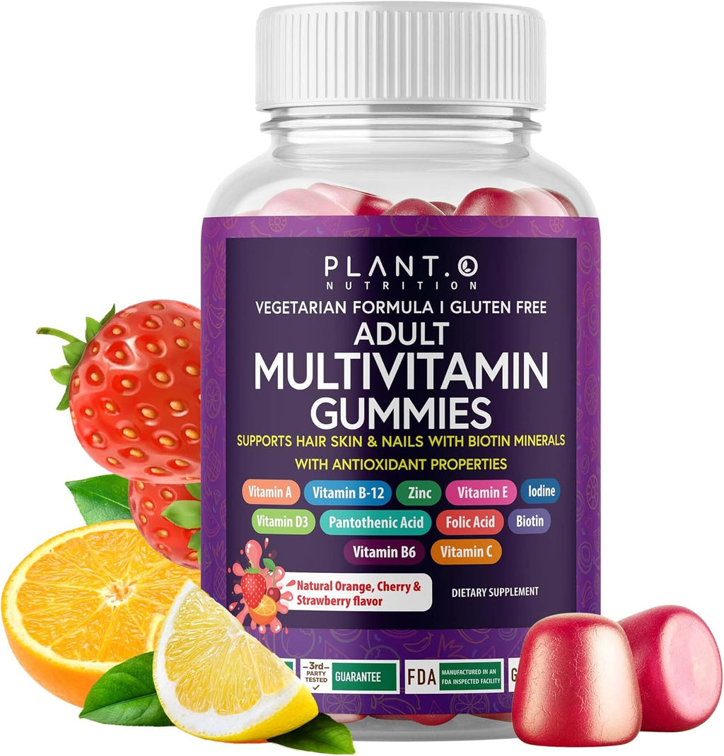 Gominolas Multivitamínicas Completas para Adultos – Mezcla de Vitaminas A, B, C, D, E, Zinc y Biotina – Energía e Inmunidad – 90 Gominolas Veganas Sin Gluten