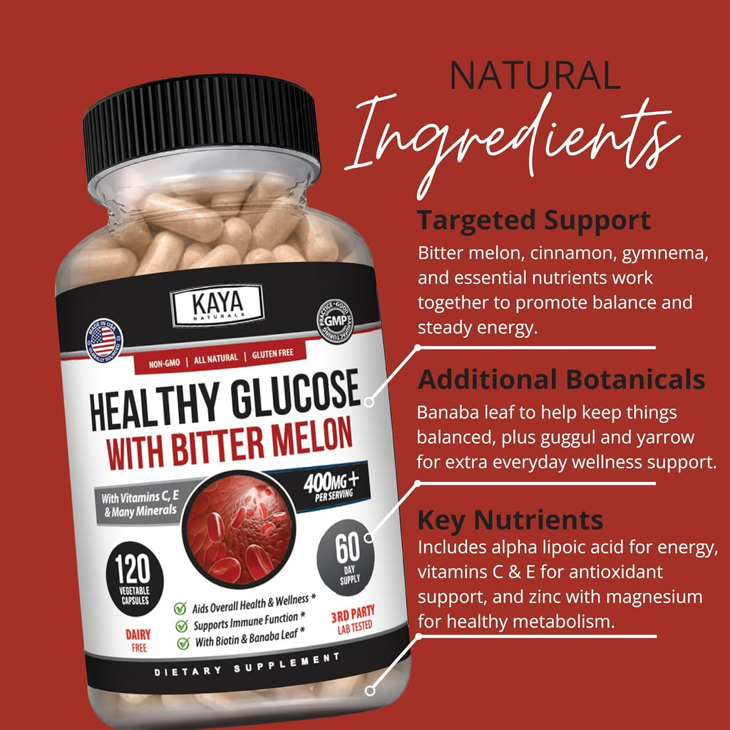 Kaya Naturals Healthy Gluco con Bittermelon – 120 Comprimidos