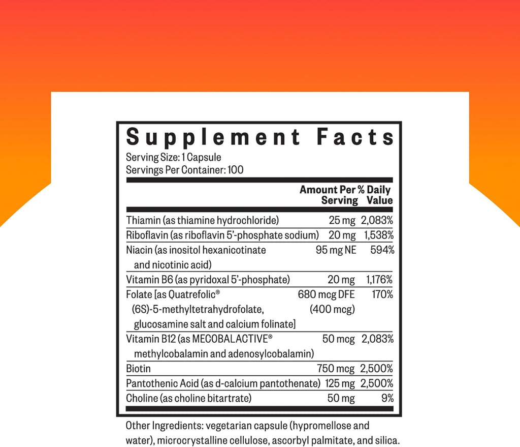 Seeking Health B Complex Plus - Complejo de Vitaminas B con Colina y Riboflavina - 100 Cápsulas