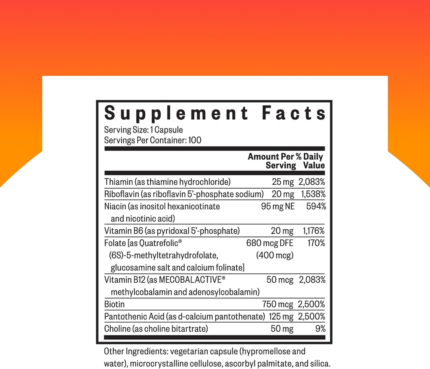 Seeking Health B Complex Plus - Complejo de Vitaminas B con Colina y Riboflavina - 100 Cápsulas