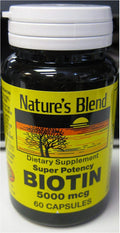 Natures Blend B Biotina 5000mcg, 60 Cápsulas