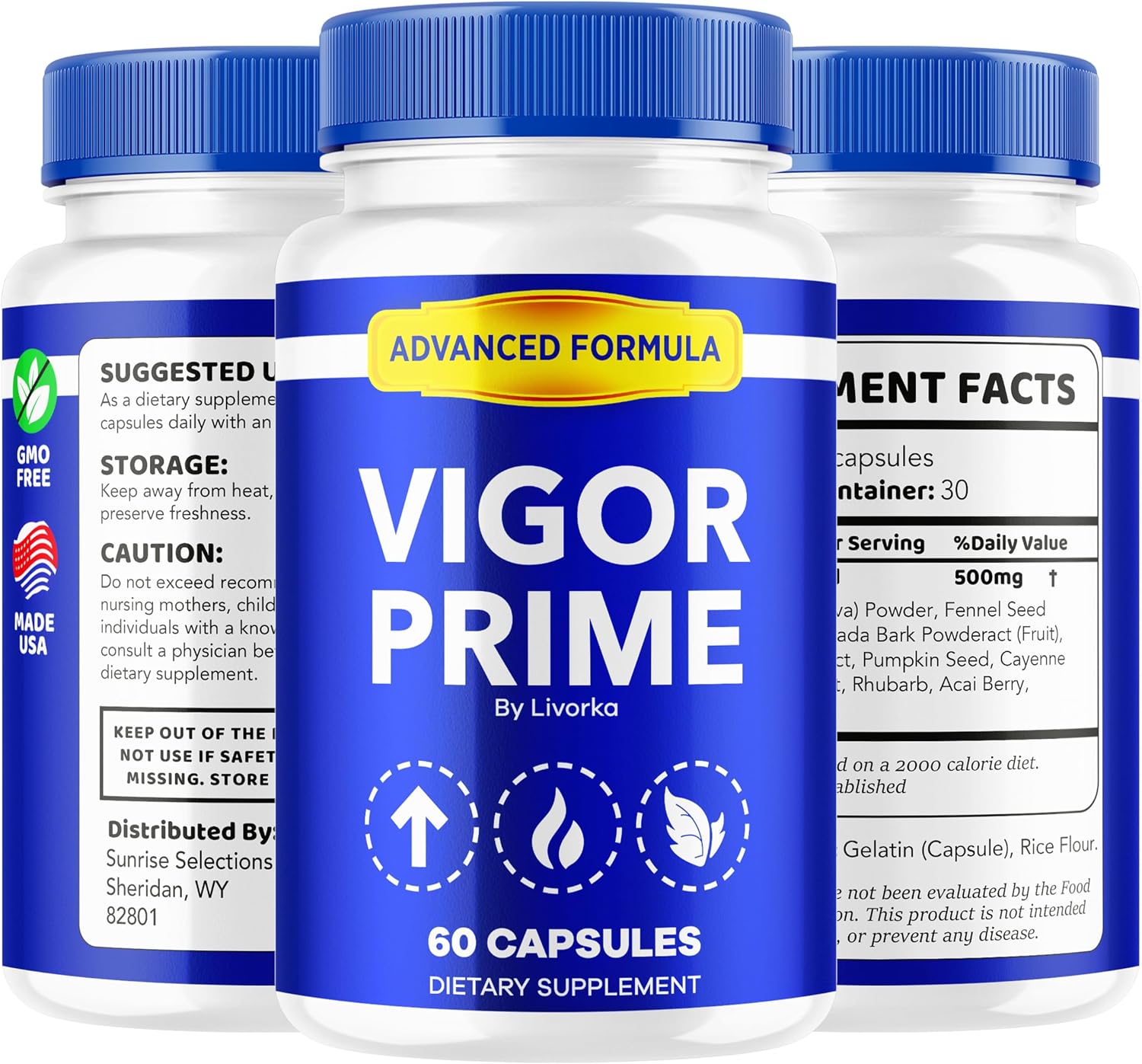 Vigor Prime Capsules – Complemento para hombres, Fórmula avanzada, 60 cápsulas
