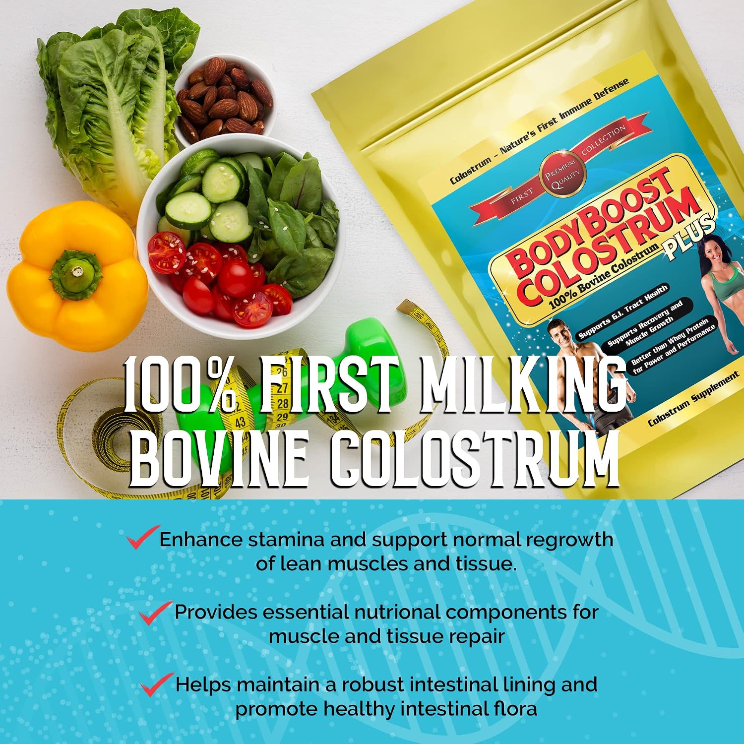 BodyBoost Colostrum Whole – Colostrum Bovino 100% en Polvo, Inmunoglobulinas y Lactoferrina, de Pasto, Salud Intestinal e Inmune, 227 g