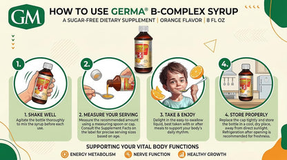 Germa Jarabe Complejo B - Suplemento de – Fórmula líquida de rápida absorción: A diferencia de las tabletas, el – Image 5