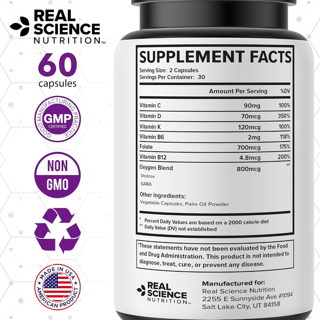 Real Science Oxygenate Miracle – Apoyo Respiratorio y Circulatorio Diario, 60 Cápsulas