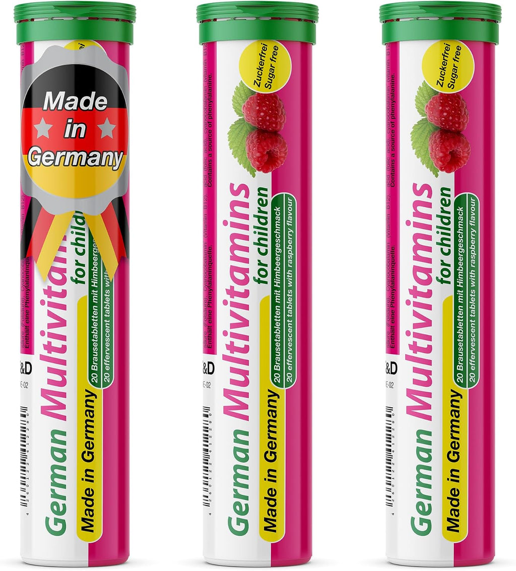 T&D Multivitamin for Kids - Comprimidos Efervescentes - Sabor Frambuesa - 60 Unidades