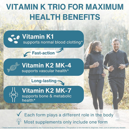 Igennus Complejo de Vitamina K de Alta Potencia, K1 y K2 (MK-4 y MK-7), 90 Cápsulas – Image 4