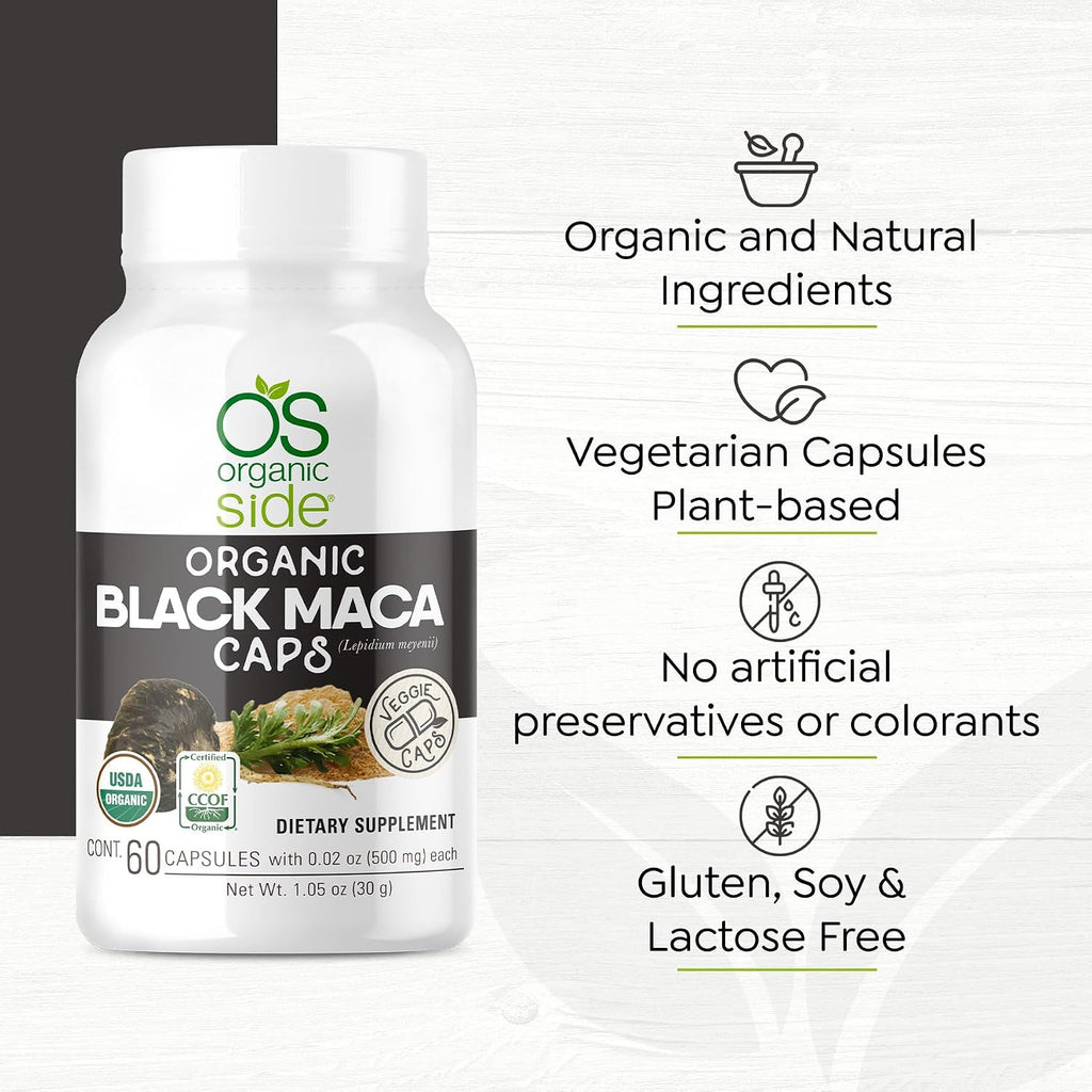 Organic Black Maca 60 Cápsulas | Suplemento Natural con Maca Negra Orgánica