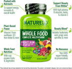 NATURELO Multivitamínico Integral con Apoyo Extra para Cabello, Piel y Uñas - Mezcla de Belleza con Ácido Hialurónico y Semilla de Uva - Biotina de Alta Potencia, Vitamina C y Glutatión - 60 Cápsulas Veganas