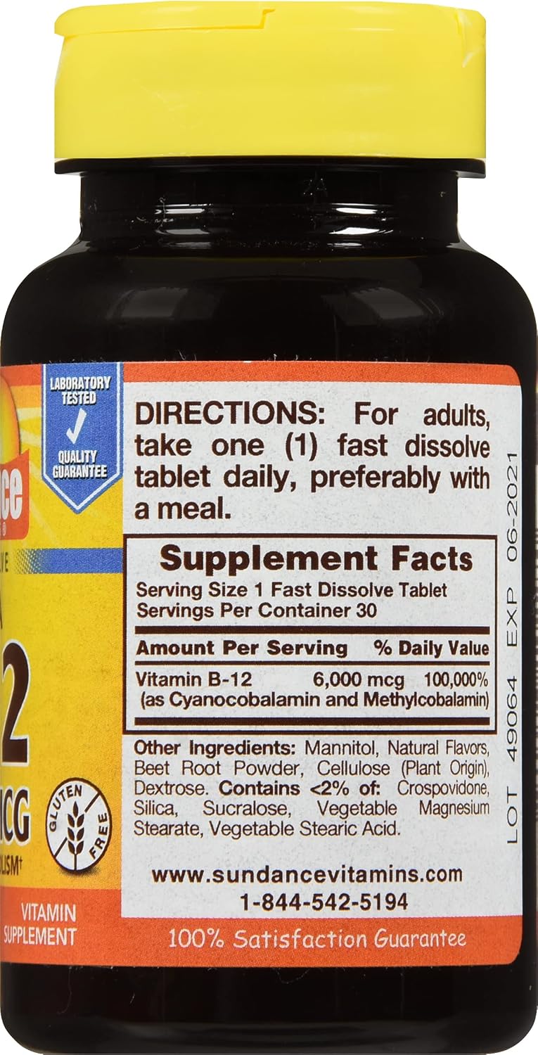 Sundance Ultra B-12 6000 mcg - Complemento alimenticio de vitamina B12