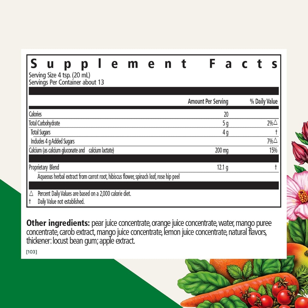 Floradix Liquid Calcium - 200 mg per dose - Supplement for Bones and Teeth