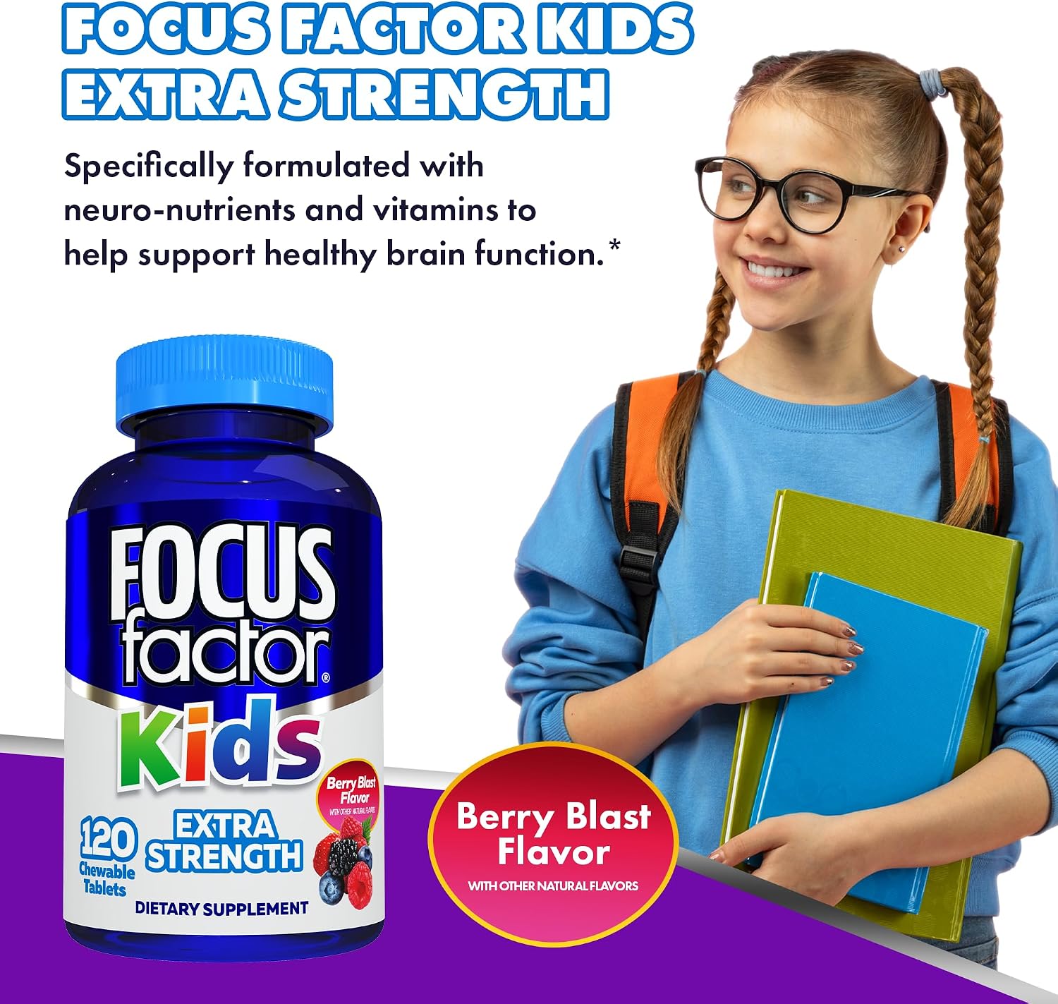 Focus Factor Kids Extra Strength – 120 Comprimidos Masticables
