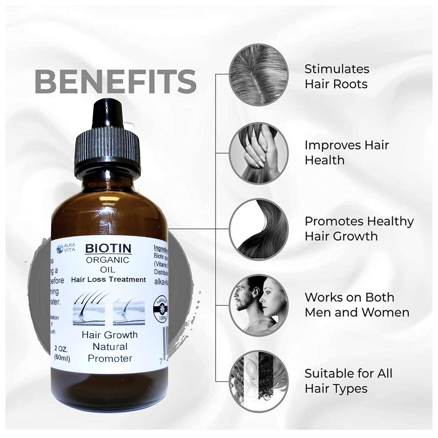 Aceite Orgánico de Biotina con Sílice para el Cabello - ALKA VITA