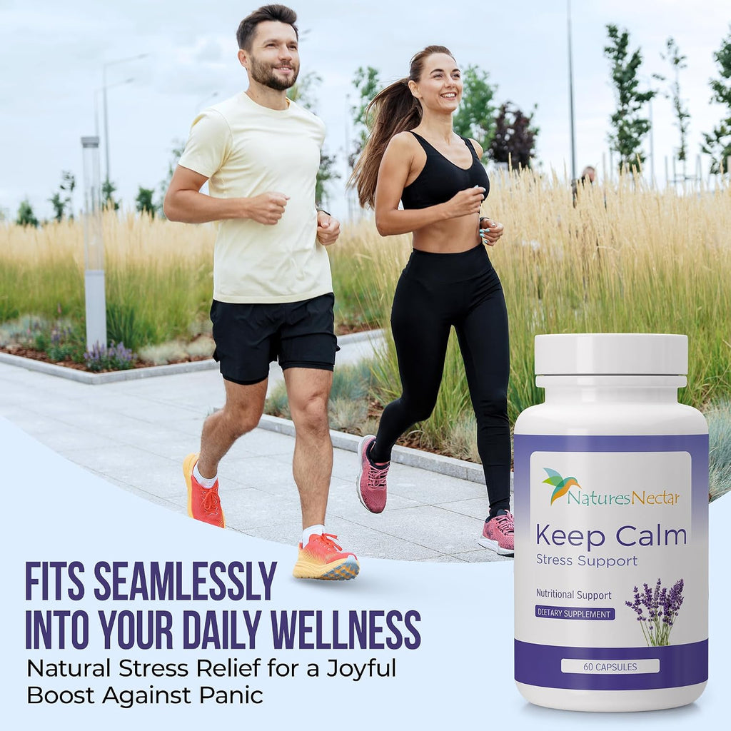 Nature's Nectar Suplemento para el Estrés y la Ansiedad – Cápsulas Keep Calm con Ashwagandha, GABA, Magnesio y 5-HTP – 60 Cápsulas