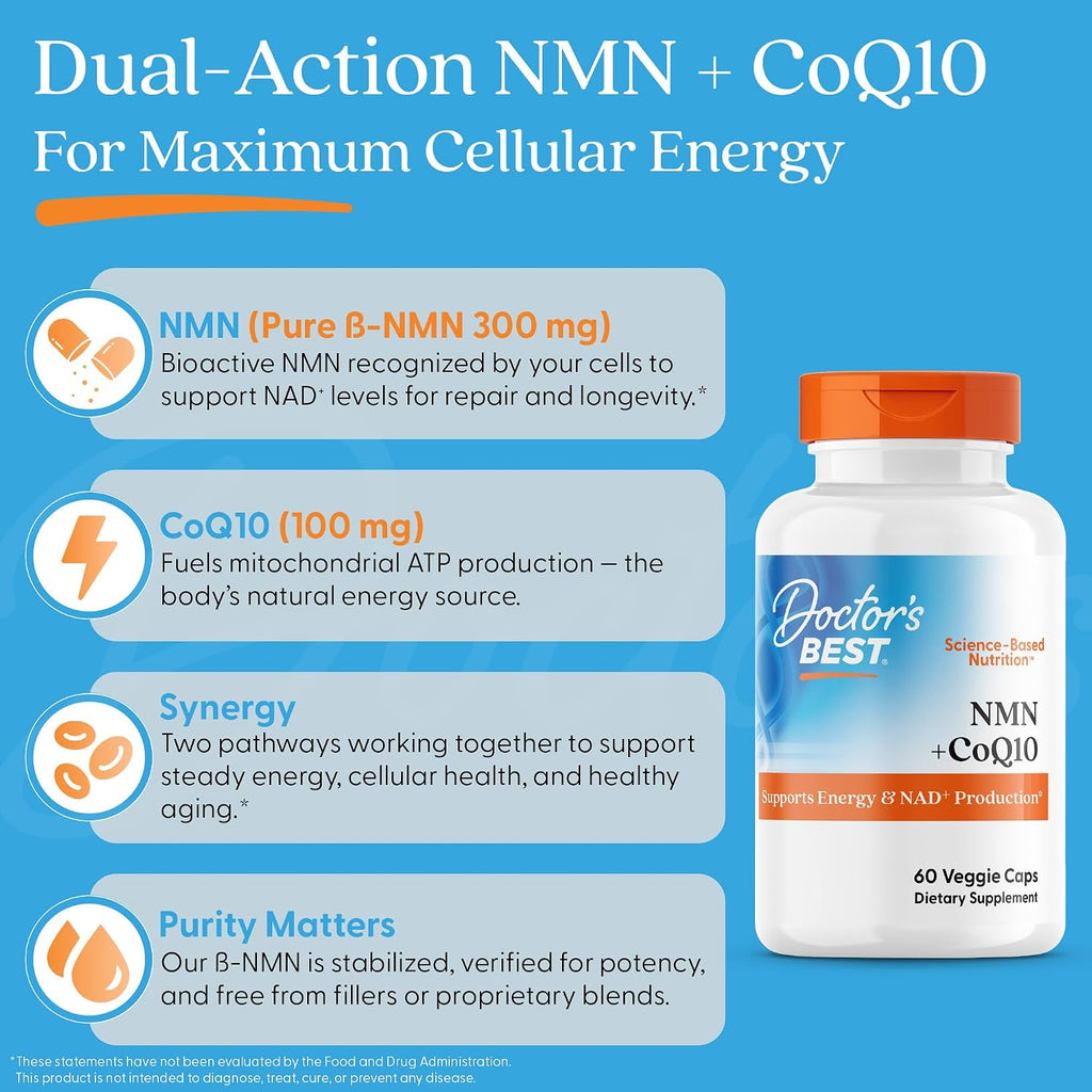 Doctor's Best NMN + CoQ10, 60 Cápsulas Veganas