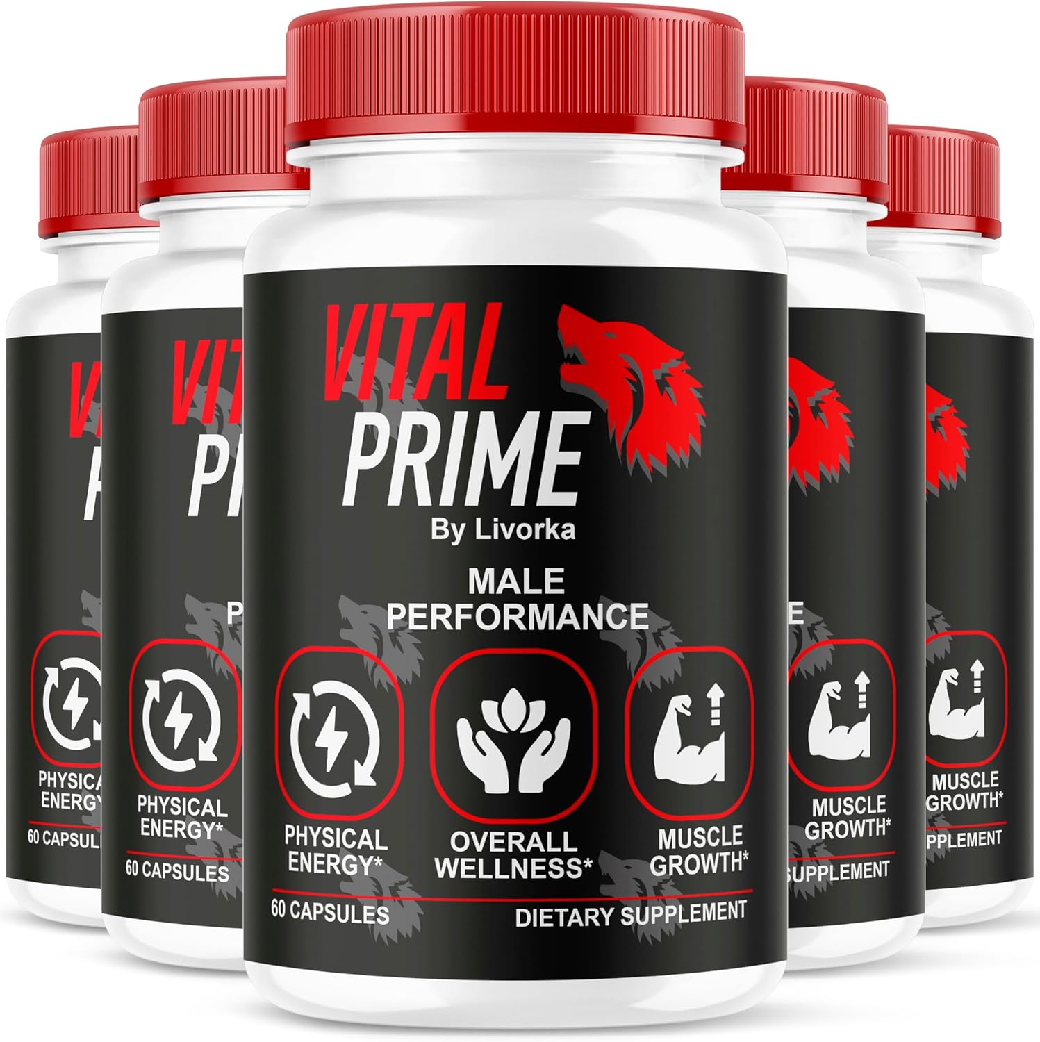 Vital Prime para Hombres, Fórmula Avanzada, Complemento Alimenticio en Cápsulas, Pack de 5 (5 Meses de Suministro)
