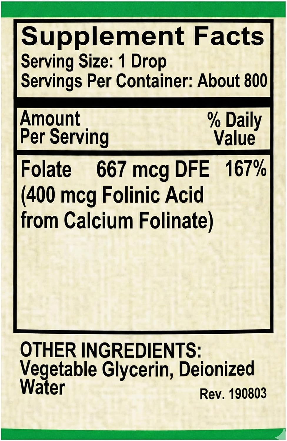 AlchePharma Folato Líquido - 667 mcg DFE (400 mcg Ácido Folínico) - 800 Dosis