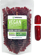 XPRS Nutra Cápsulas Vacías Tamaño 00 - 500 Unidades - Cápsulas Veganas - Para Rellenar - Transparentes (Rojo Claro)