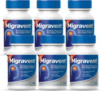 Vita Sciences Migravent Suplemento para el Alivio de Migrañas con Vitamina B2, Riboflavina, Magnesio, Coenzima CoQ10, Petasita Libre de PA, Bioperina, Extractos Herbales Premium (60 Cápsulas, Pack de 6)