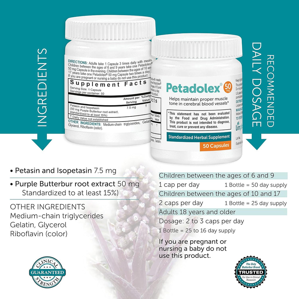 Petadolex 50 mg - Extracto de Raíz de Petasita PA-Free Patented (3 Envases)