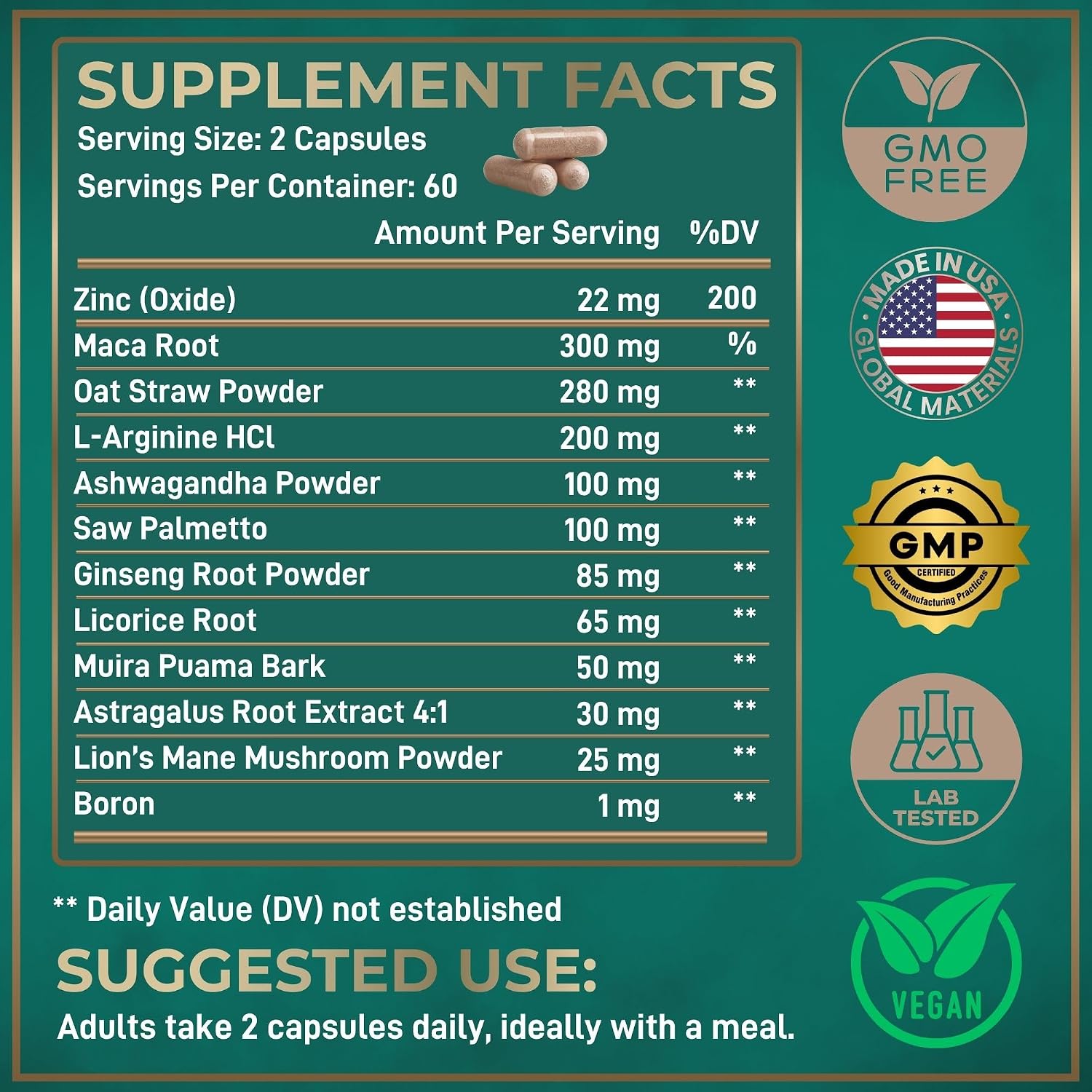 Suplemento de Fertilidad para Hombres - Maca, Ashwagandha, Zinc - Wild Fuel (120 Cápsulas)