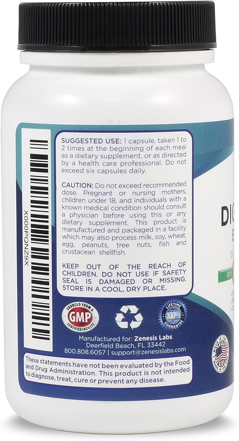 Zenesis Labs Digestive Enzymes - Multienzima Digestivo con 18 Enzimas - 90 Cápsulas